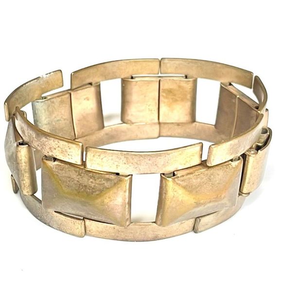 Rectangle Link Copper Tan Thick Metal Bracelet - Picture 1 of 4